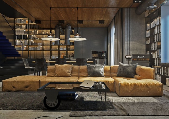 Living room industrial modern design rooms ideas wood interior concrete look factory centrepiece act visualizer yo dezeen make