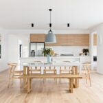 Elemen kayu di dapur Scandinavian modern